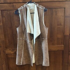 Brown Faux Shearling Vest by